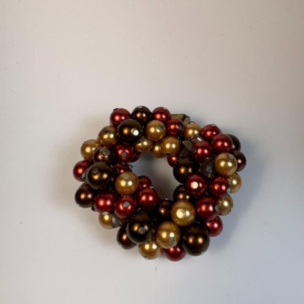 Vintage Bracelet Heavy Glass Pearl and Shell Stretch Maximalist Statment‎